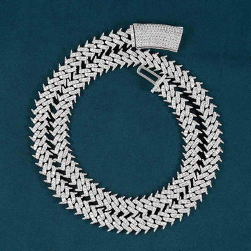 10MM Spiked Moissanite Cuban Link Chain 14K Gold