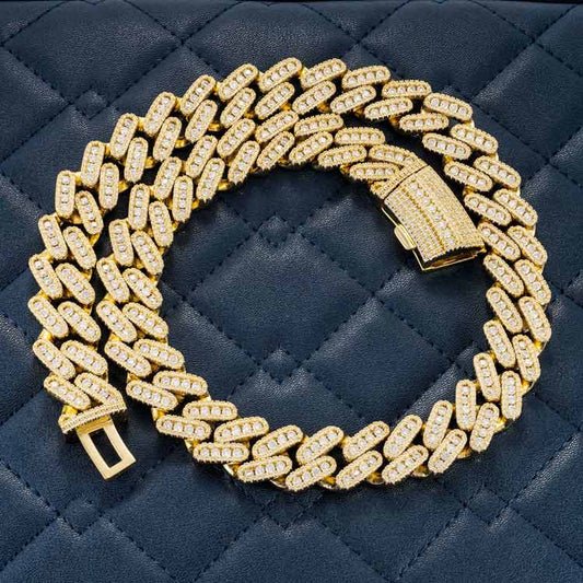 18MM Moissanite Miami Cuban Link Chain 14K Gold