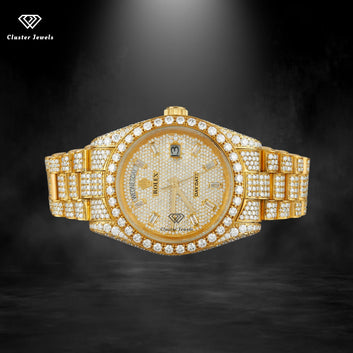 Moissanite Iced Out Watch Sapphire Crystal Automatic Movement