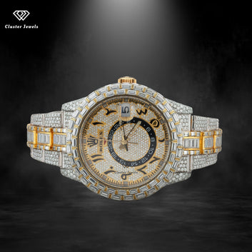 Two Tone Round Cut Moissanite Diamond Iced Out Watch