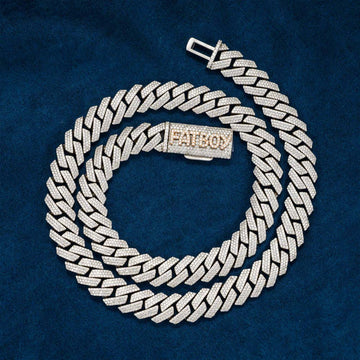 CUSTOM CLASP 3-Row 15MM Moissanite Cuban Link Chain 14K Gold