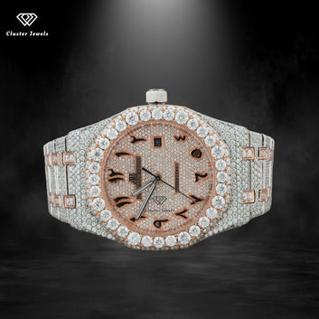 Moissanite Watch Automatic Iced Out Bust Down Sapphire Crystal Glass Watch