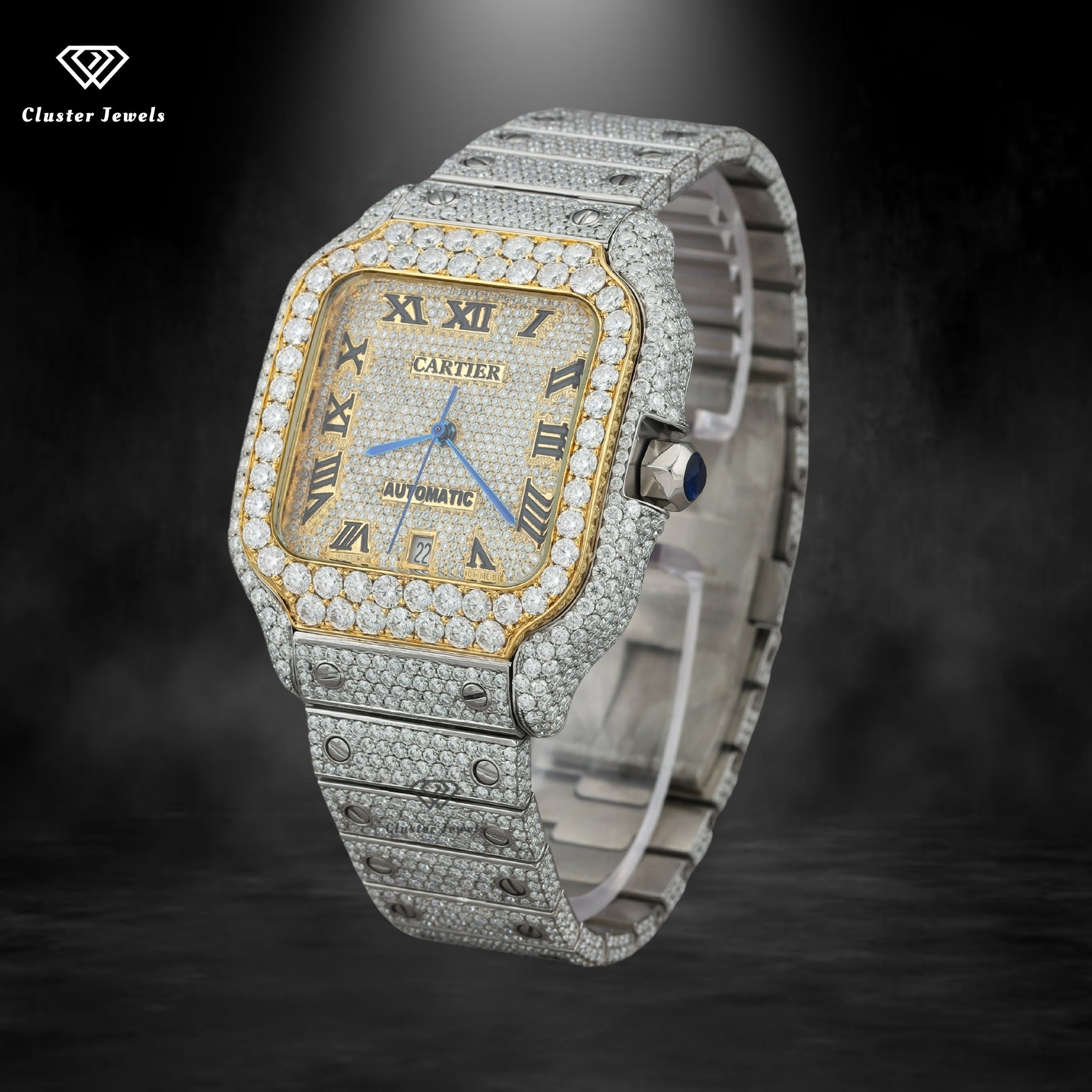 Branded Moissanite Watch For Men Diamond Bust Down Watch